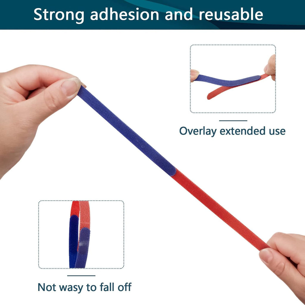 50PCS Reusable Adjustable Cable Ties, Microfiber Cloth for Computer Cable Management (Red)