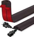 Floor Cord Cover for Wires on Floor Self Adhesive Cord Hider Floor Cable Management Wire Covers for Cords Protector Prevent Cable Trips Cord Cavity W 0.47" x H 0.27", Black Walnut, 20Ft