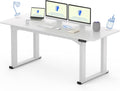 FLEXISPOT E6Q 4 Legs Standing Desk 71 x 32 Inch Adjustable Height Desk with Splice Board Home Office Sit Stand Up Desk, White Top + White Frame