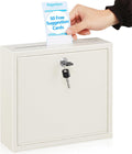 KYODOLED Suggestion Box with Lock and Slot, Wall Mounted Small Mailbox for Office, Key Drop Box with 50 Free Suggestion Cards, Safe Lock Box, Ballot Box, Donation Box, 3W x 10H x 12L Inch White