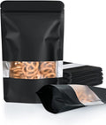 100 Pack Smell Proof Bags 4.7" x 7.9", Resealable Bags with Matte Window, Foil Pouch Stand Up Sealable Bags for Packaging（Black）