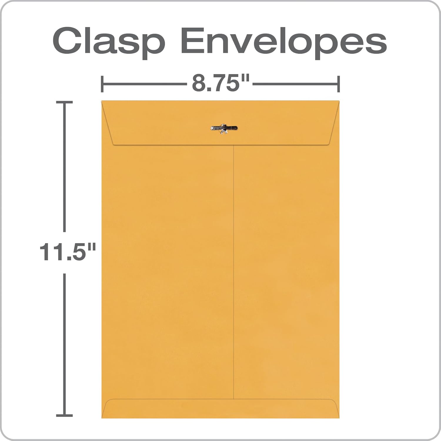 Quality Park 8-3/4 x 11-1/2 Clasp Envelopes, Clasp and Gummed Closures for Storing or Mailing, Extra Heavy-Duty 32 lb Kraft Paper, 100 per Box (QUA37787), Light Brown