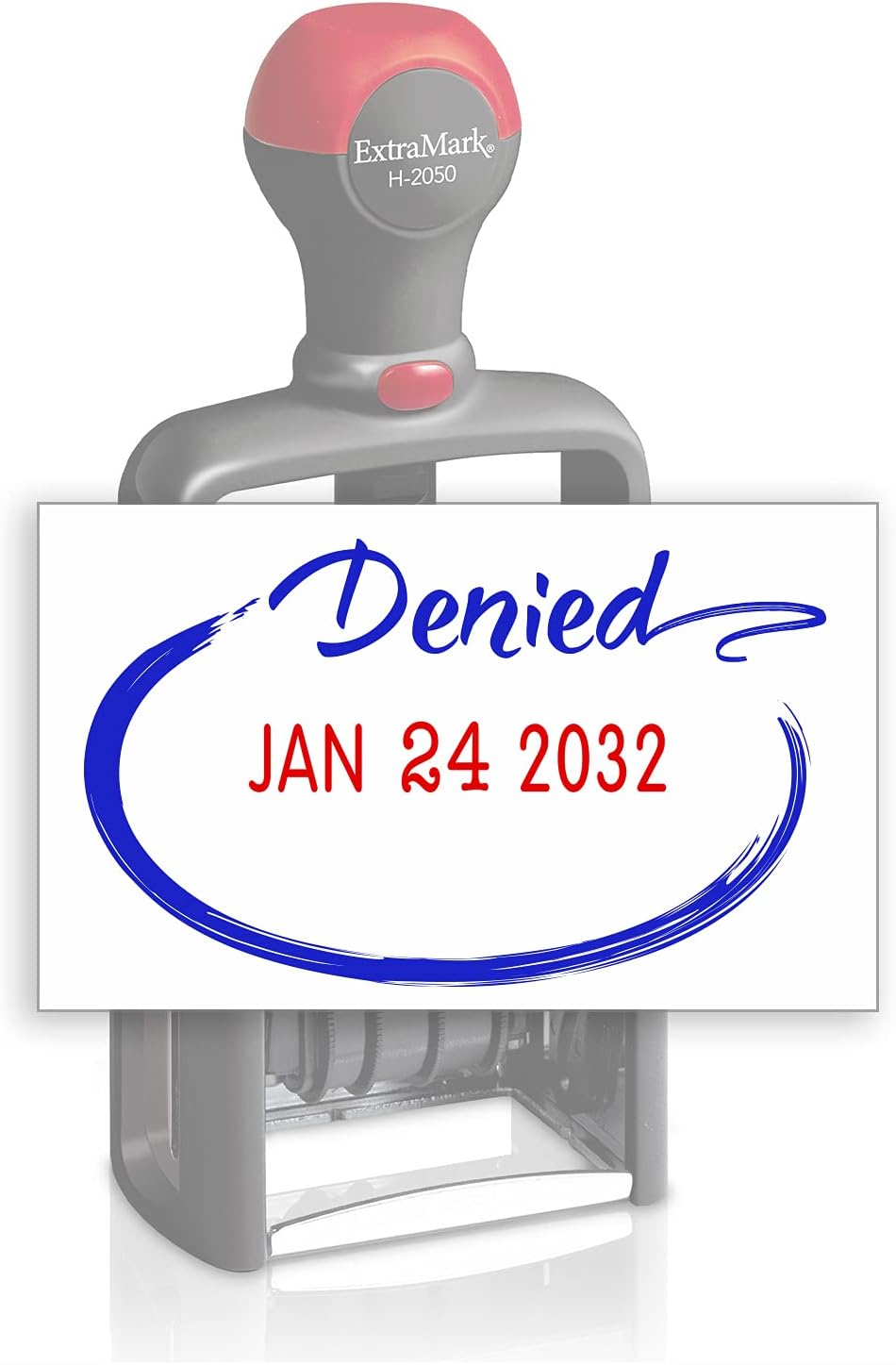 Heavy Duty Style Office Date Stamp with Denied - Self Inking Dater - Style C - Blue & Red Ink Color
