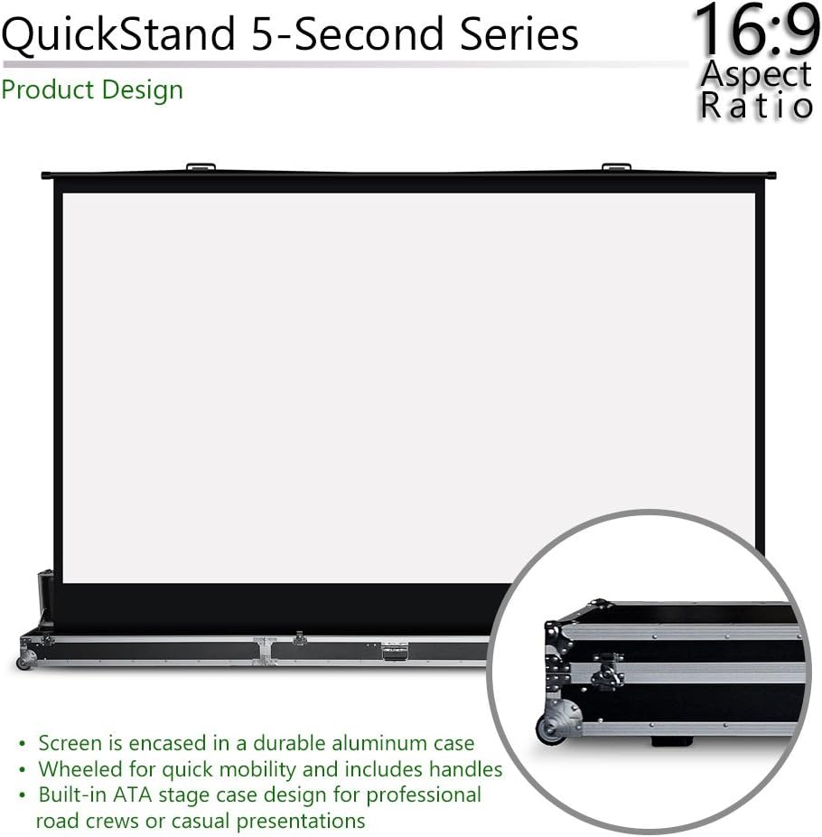 Elite Screens QuickStand 5-Second Series, 180-INCH 16:9, Manual Pull Up Projector Screen, Movie Home Theater 8K / 4K Ultra HD 3D Ready, QS180HD