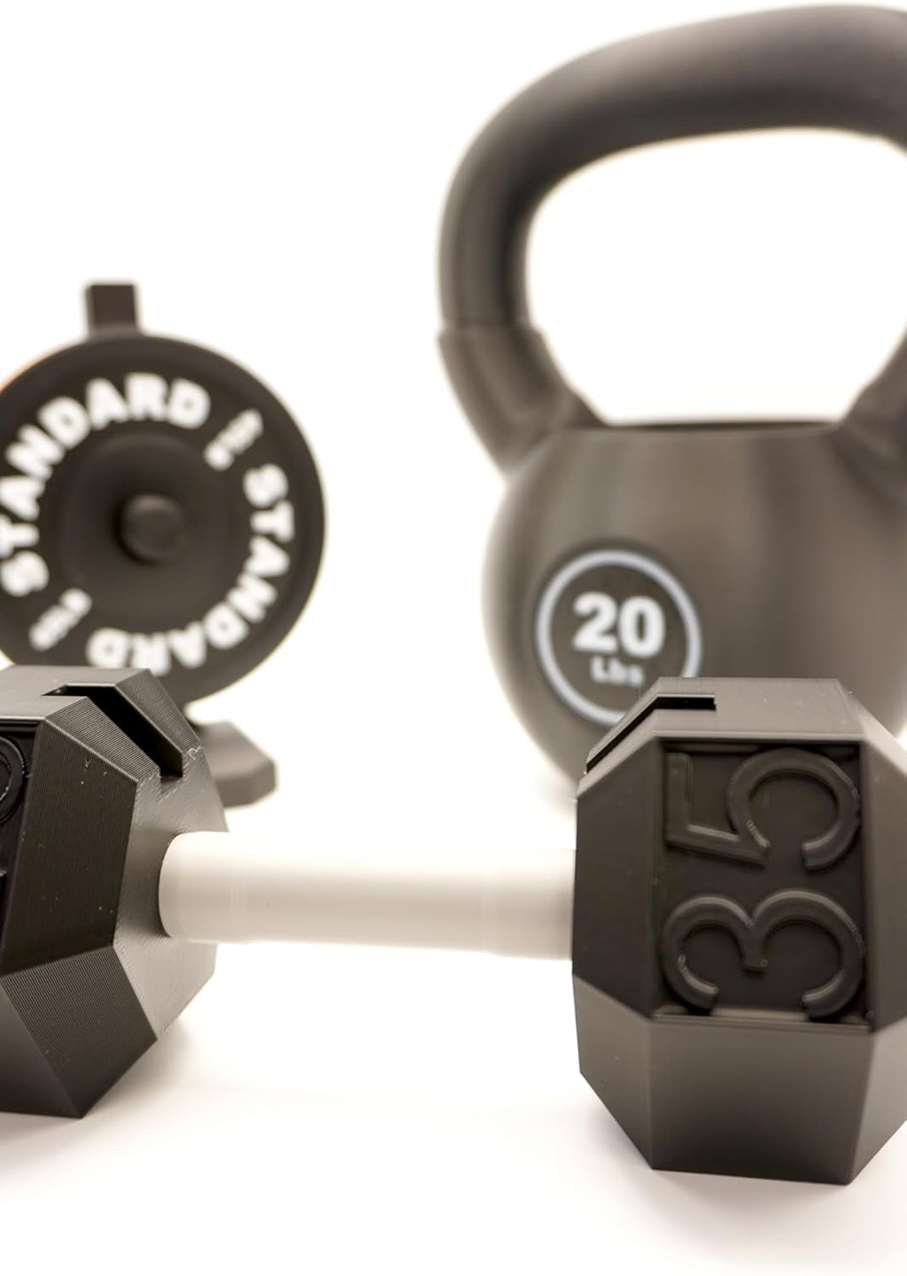 Fitness-Themed Office Desk Set, 3-Piece Dumbbell Business Card Holder, Pen Holder, Black