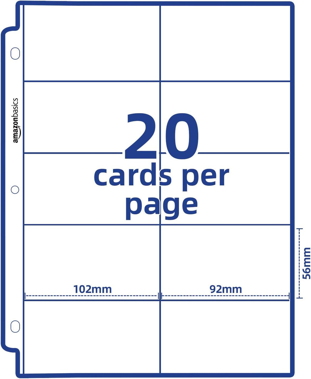 Amazon Basics Plastic Business Card Holder, Protector Sleeves for 3-Ring Binder, Transparent, 25-Pack