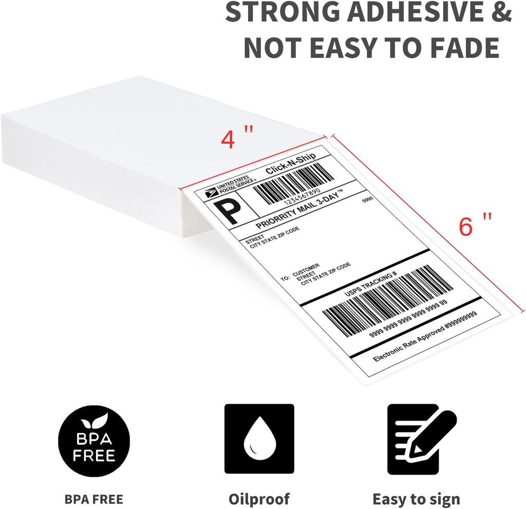 L LIKED 200 Fanfold 4" x 6" Direct Thermal Labels, with Perforated line for Thermal Printers - Compatible with Zebra & Rollo Printer
