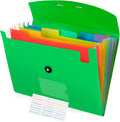 Accordion File Organizer, 7 Pockets Expanding File Folder with Labels, A4/Letter Size Portable Folders for Documents, Paper Organizer for School Office Supplies, Green