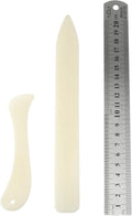 RLECS 2pcs Bone Folder, Scoring Tool Irregular Bone Paper Folder Lightweight Paper Creaser Tool with a Ruler DIY Handmade Bookbinding Cards Tool (2 x Bone Clamps of Different Shapes + 1 x Ruler)