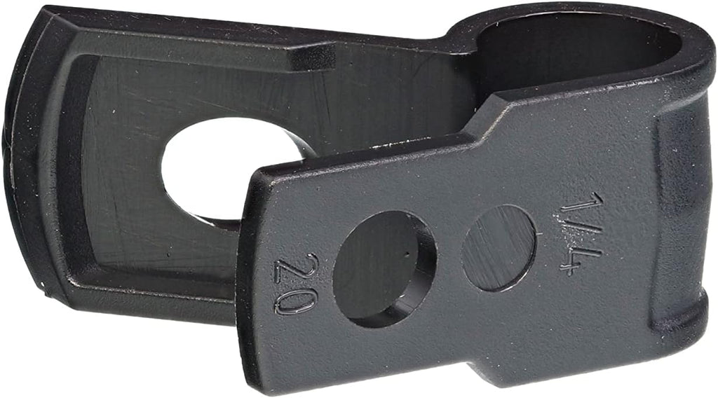 Secure 1/4 Inch Premium R Type UV Black Nylon Screw Mount Cable Clamp for Wire Management - 100 Pack