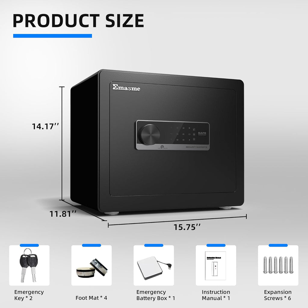 Safety Box, Small Safes for Home Lock Box with Electronic Keypad，Safe with Removable Shelf for Cash, Jewelry, Documents,Digital Security Safe for Office Hotel and Personal Use (Digital - 1.6 CUFT)