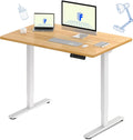 FLEXISPOT E3 Dual Motor Electric Standing Desk 48x24 Inch Whole-Piece Board Height Adjustable Electric Sit Stand Desk (White Frame + Maple Desktop, 2 Packages)