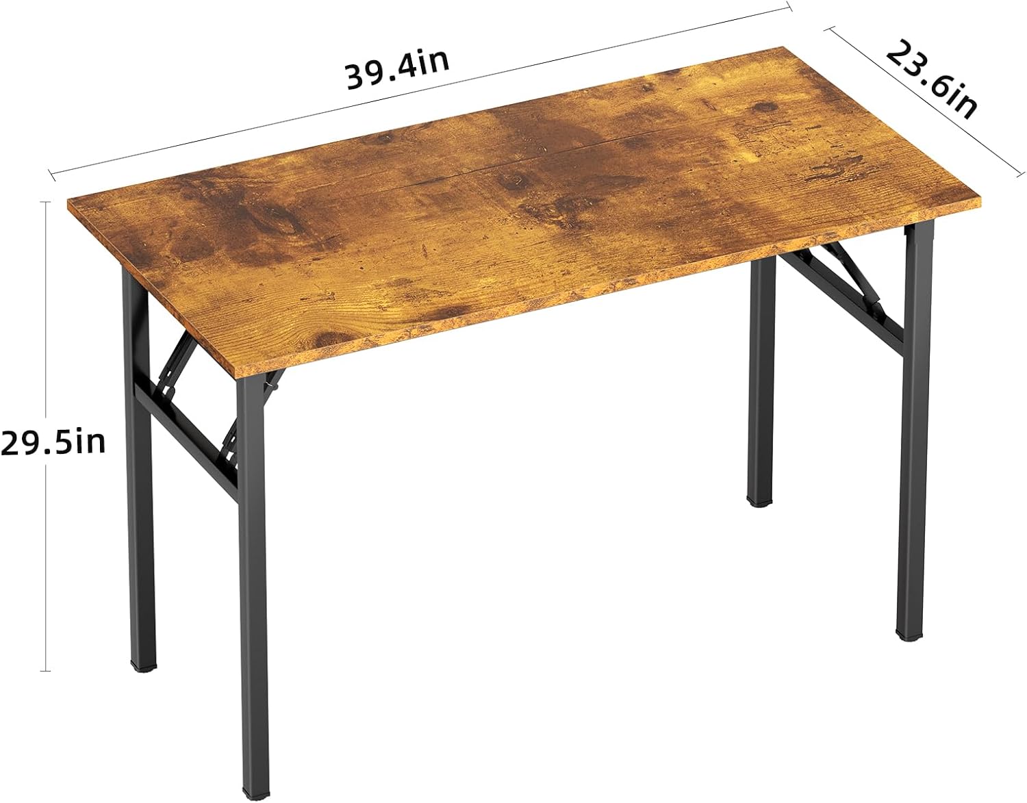 DlandHome Computer Desk Folding Table 39.4 inches Writing Desk for Small Space Folding Desk Laptop Desk No Assembly Required Retro&Black