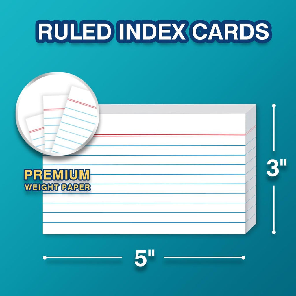H4D 3x5 Index Card Holder with 100 Heavyweight Ruled Index Cards and 25 Plastic Dividers, Mint Green