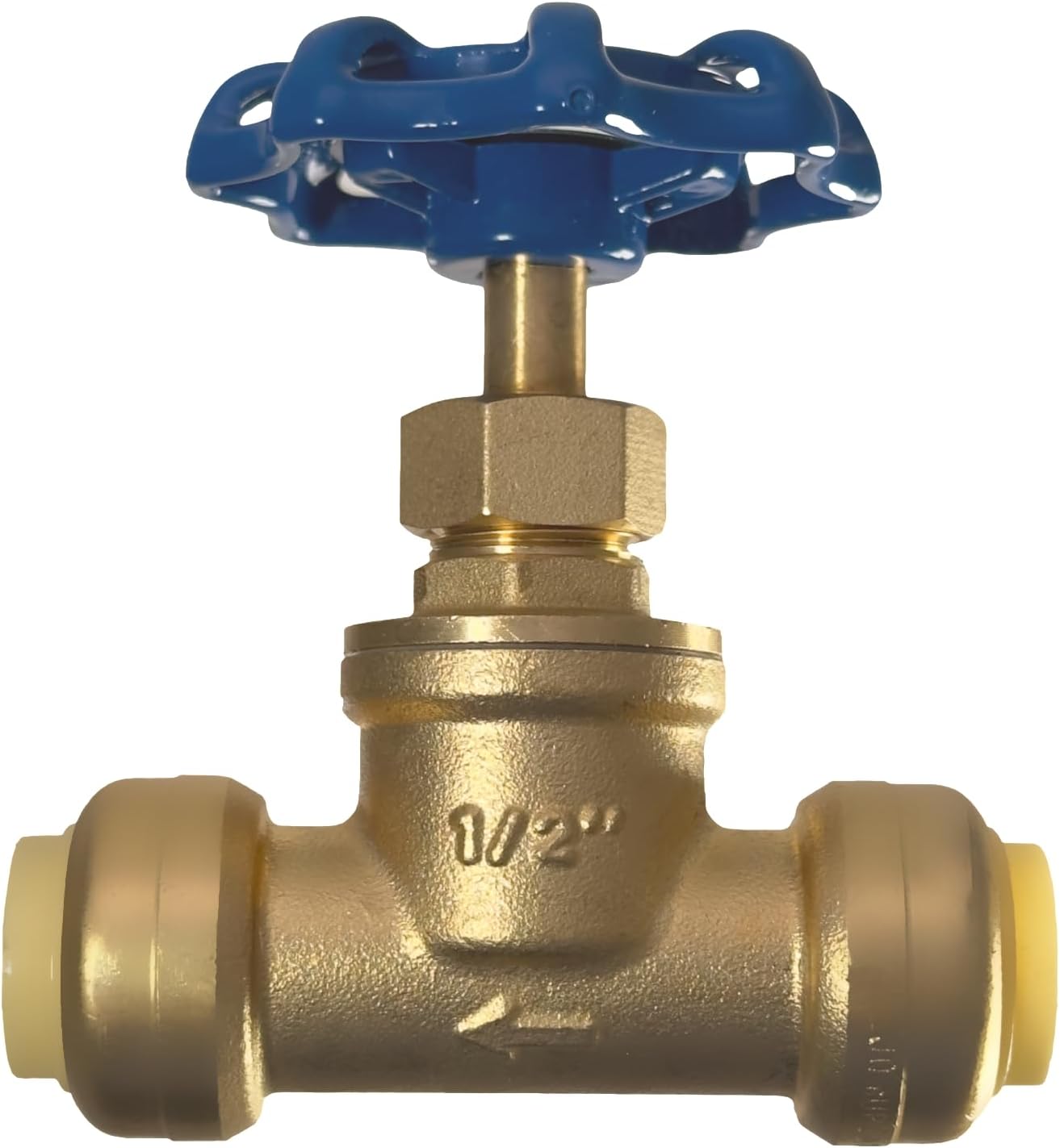 1/2 inch Push Fit Stop Valve with Drain and Vent, Push to Connect Brass Plumbing Fitting, Pex Pipe, Copper, CPVC, PE-RT, HDPE, 2-5-1=5, 5 Pieces
