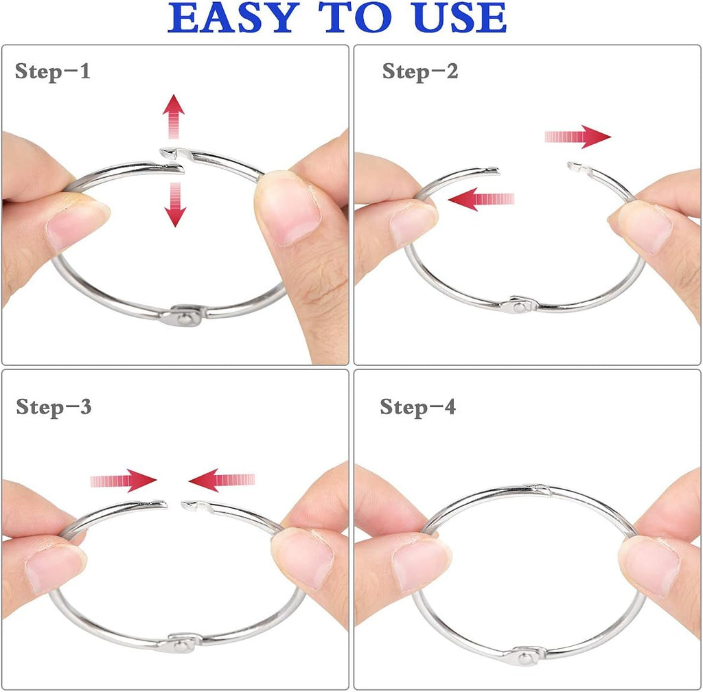 Binder Rings,KASEMI 100pcs Book Rings Assorted Sizes (1,1.5,2 inch) for School,Classroom,Office