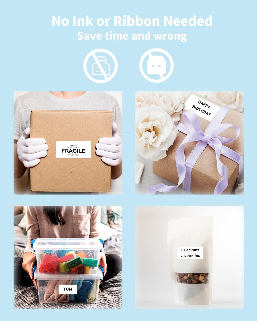 Phomemo 1.25x2.25” White Direct Thermal Label for Address, Self-Adhesive Thermal Stickers Labels, Printer Label for Address, Logo, Shipping, Barcodes, QR Code (1000 Labels/Roll,1 Roll