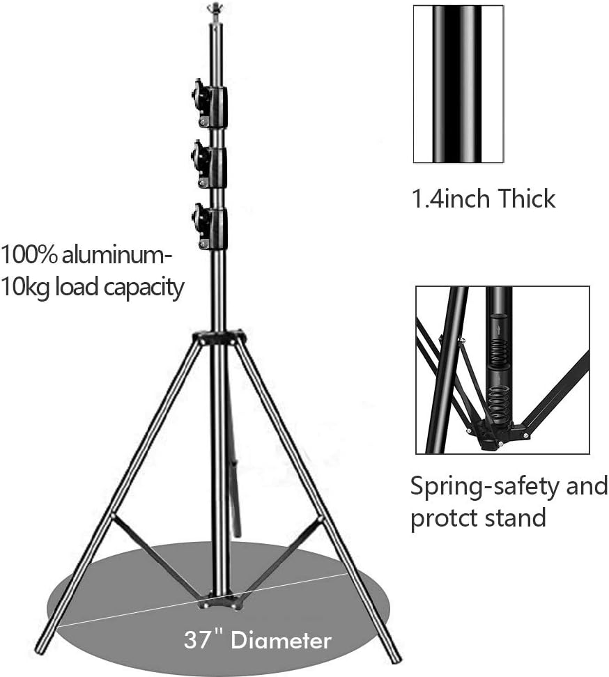 Photo Background Support System with 10 x 10ft Backdrop Stand Kit,10 x12ft 100% White Cotton Muslin Backdrop,Clamp,Carry Bag for Photography Video Studio