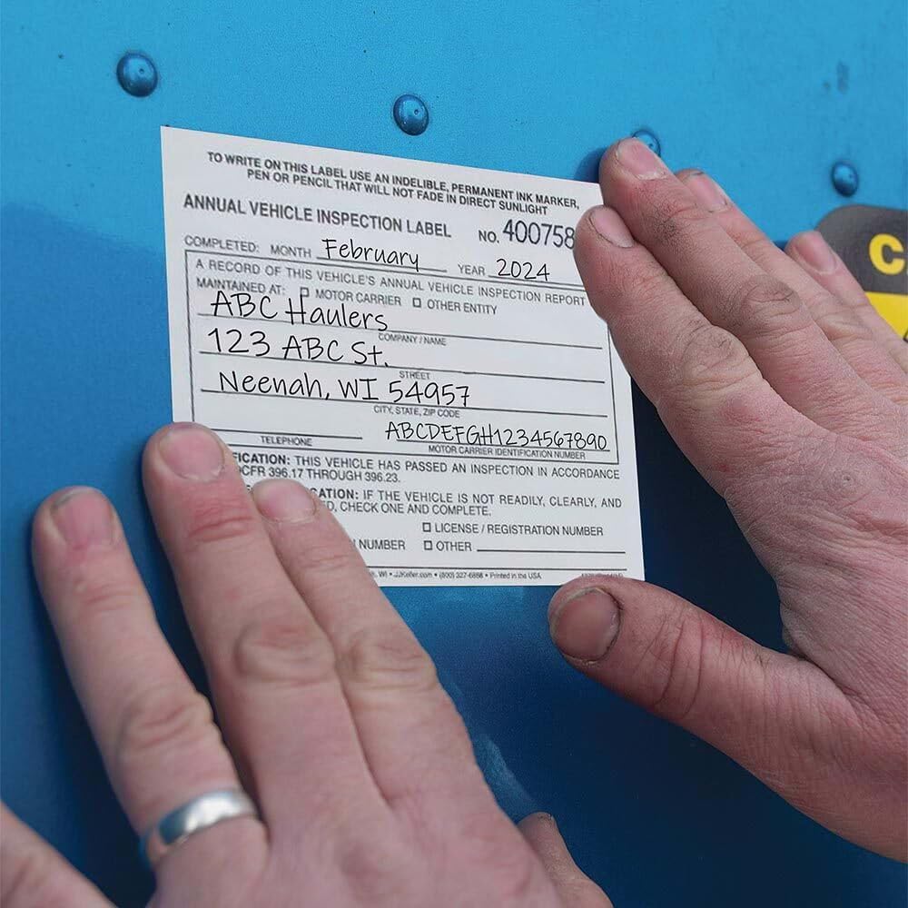 J. J. Keller 100-Pack, Record of Annual Inspection Form with Inspection Decal & Prenumbered Vinyl Adhesive Label 2-Ply, 2-Ply Carbonless Form, DOT Compliant