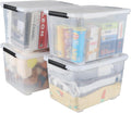 Wekioger 50 Quart Clear Latching Box with Wheels, 4 Packs Plastic Lidded Storage Bin