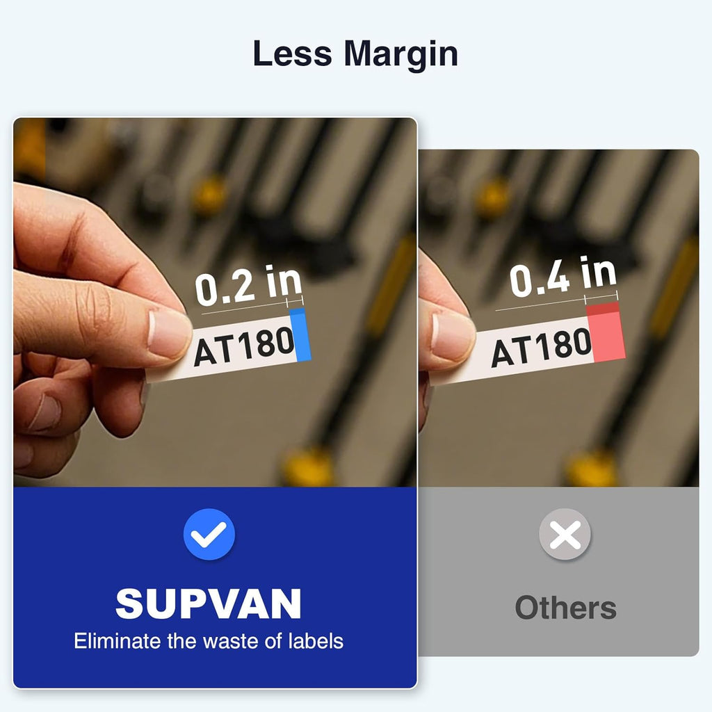 SUPVAN E11 Bluetooth Label Maker Machine with Tape, Support Keyboard & App with 40 Fonts and 450+ Icons, Rechargeable Inkless Labeler for Home, Kitchen, Office, School, Organization, Black