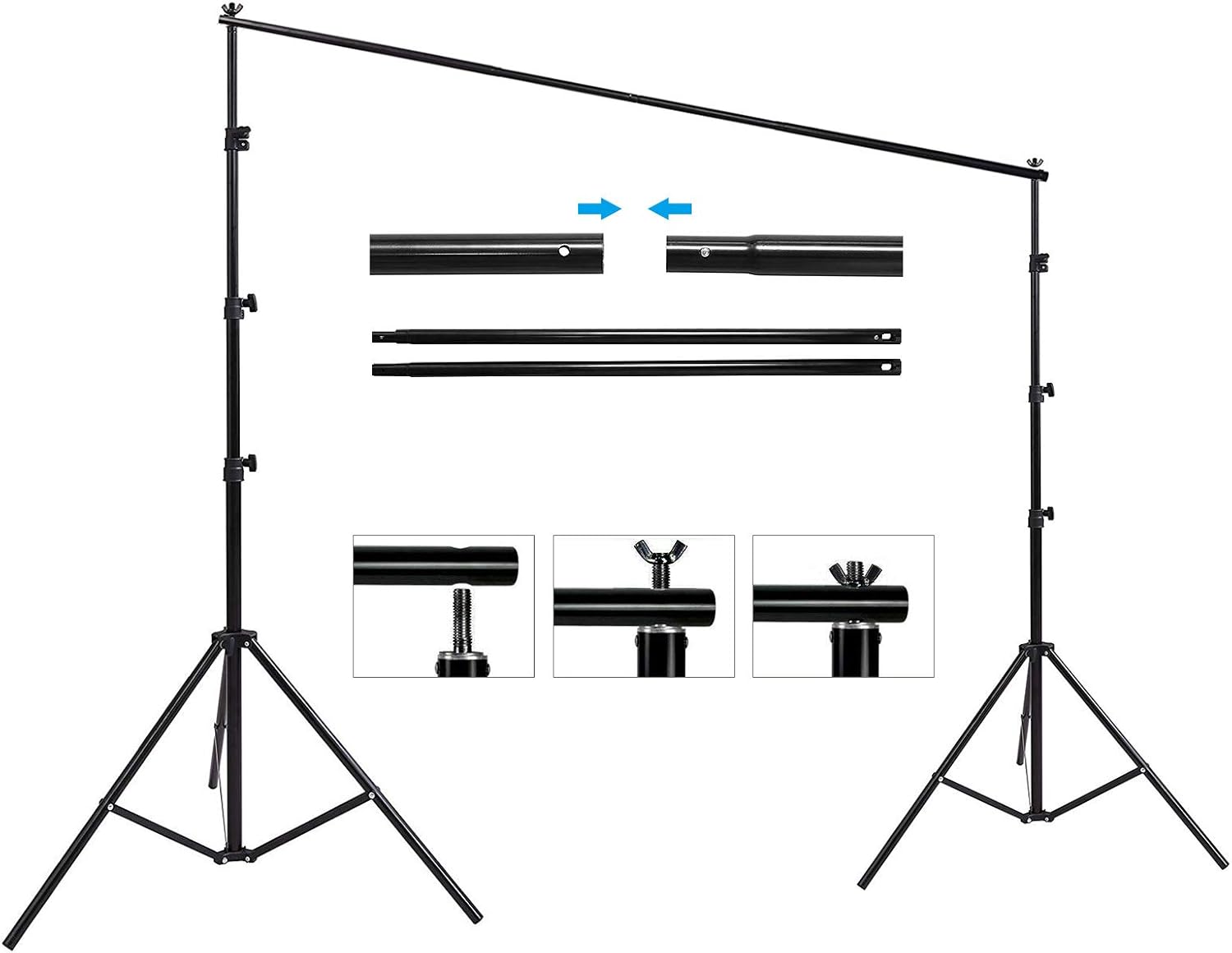 Photo Background Support System with 8.5 x 10ft Backdrop Stand Kit, 6 x 9.5ft 100% Pure Muslin Chromakey Green Screen Backdrop,Clamp, Carry Bag for Photography Video Studio