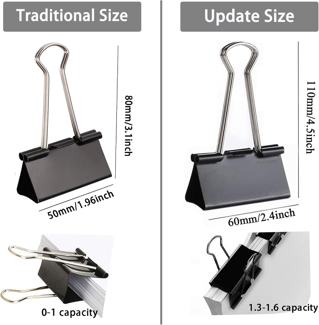 Extra Large Binder Clips 2.4 Inch, 30 Pack Upgrade Big Clips Paper Clamps for Office and Home Supplies
