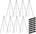 Nicpro Black Easel Stand for Sign, 8 Pack 63" Metal Portable Adjustable Collapsible Easels for Display, Painting, Poster, Wedding Sign with Carry Bag