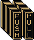 All Quality Classic Vertical Push Pull Door Signs - Great for Glass Doors | Professional Looking Signs | Easy Installation Includes Double-Sided Foam Adhesive Tape (Black/Gold) - Small (10 Pack)