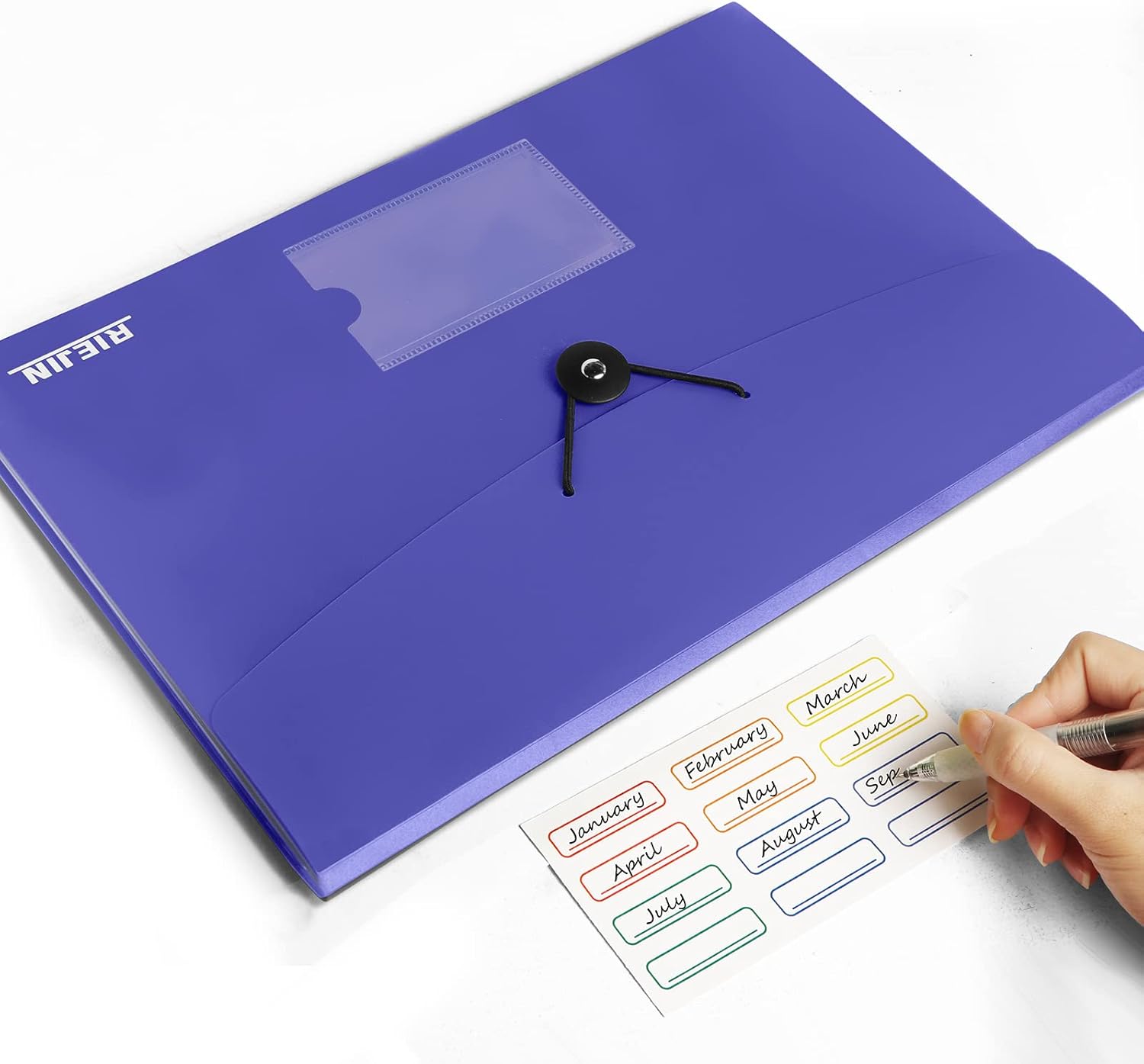Accordian File Organizer 7 Pocket Expanding File Folder with Labels, Plastic Expandable File Folder for Documents Letter Size A4 Papers - Blue