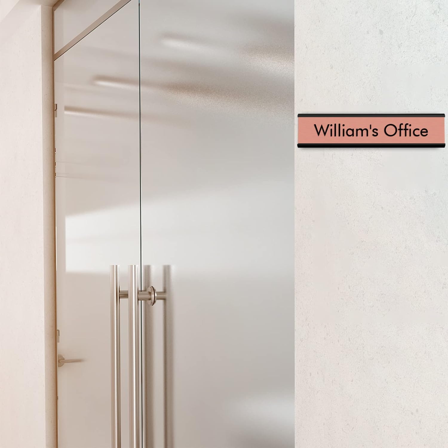 10 Pack Aluminum Name Plate Holders for Door or Wall, 2” x 8” Office Wall Mount Name Plate Holder with Textured Design and Double Sided Tape, for Office, Business, Meeting Room (Black)