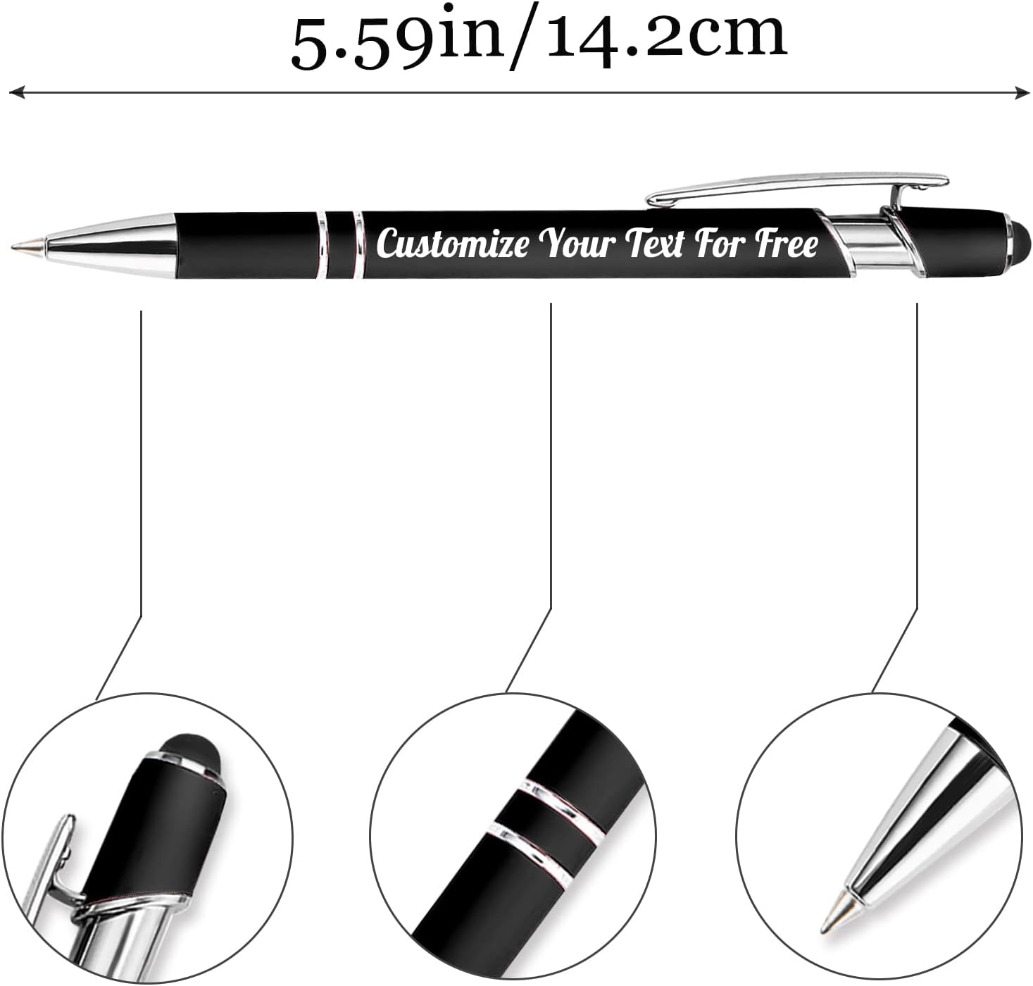 Max 500 Pcs Personalized Pens Bulk, Custom Pens with Free Engraving, Customized Stylus Tip Ballpoint Pen with Your Name Massage Text for School Office Business Graduation Anniversaries-30 Packs