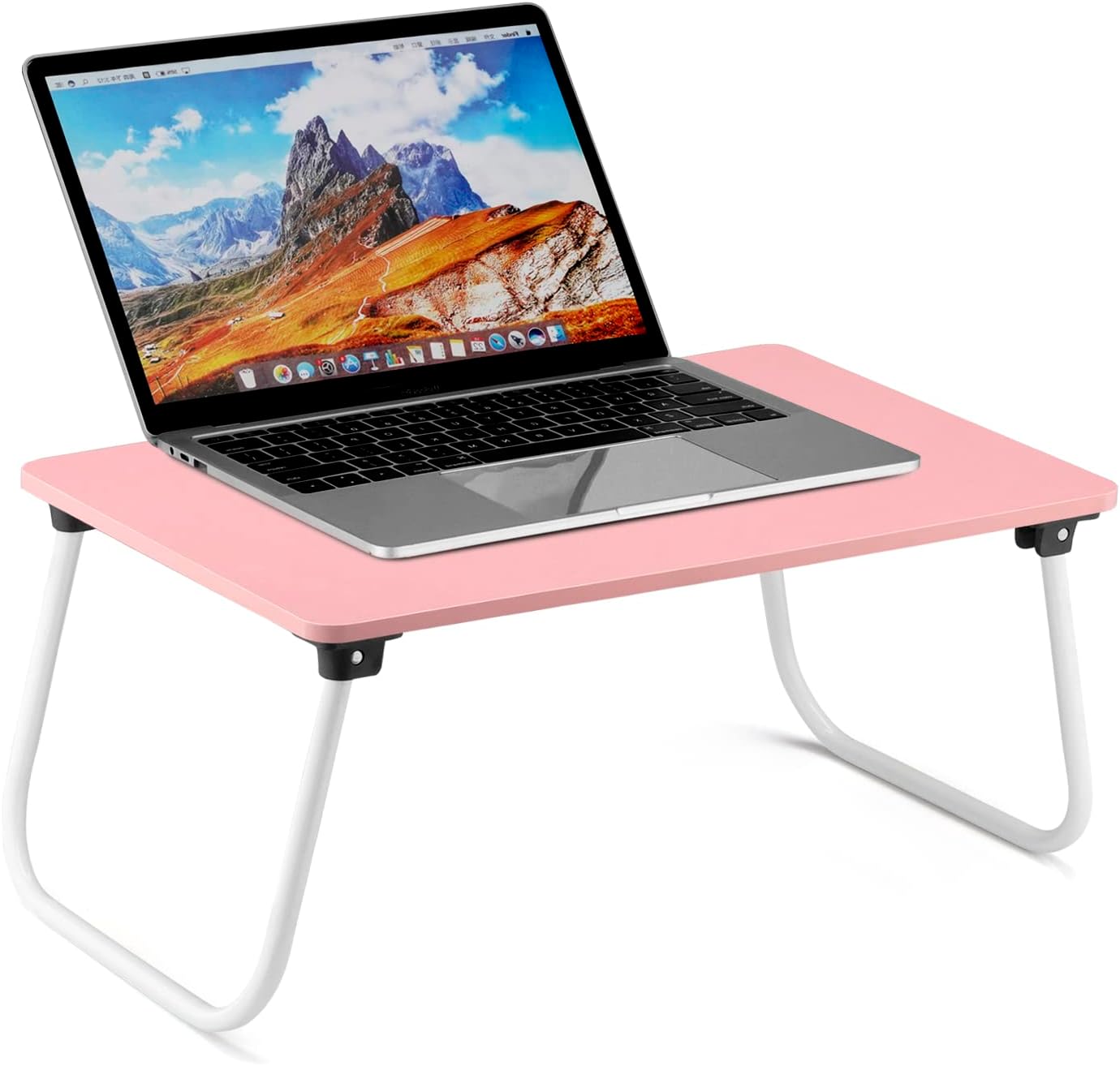 Ruxury Folding Lap Desk Laptop Stand Bed Desk Table Tray, Breakfast Serving Tray, Portable & Lightweight Mini Table for Sofa Couch Floor - - Pink