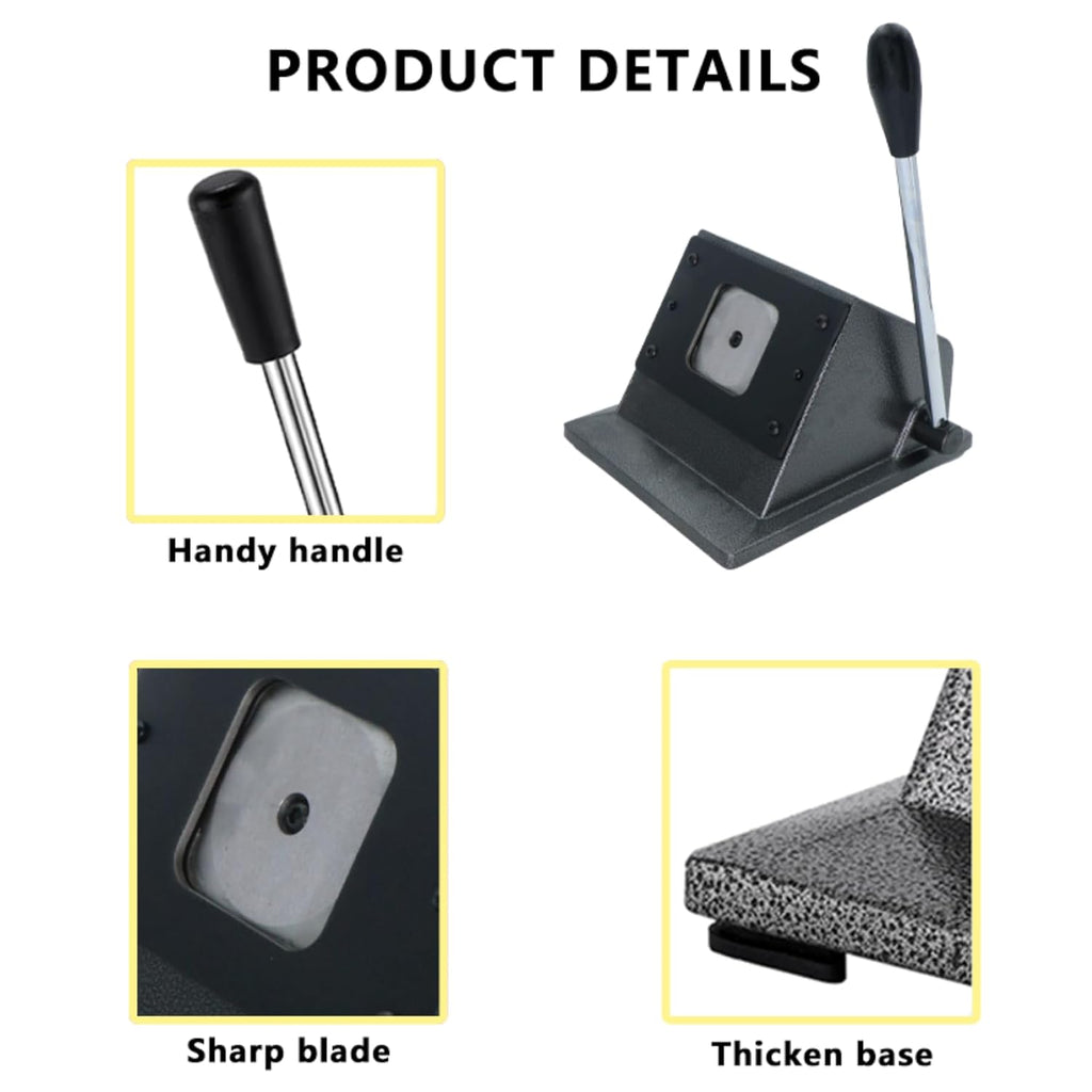 Pin Button Paper Cutter,Manual Square Paper Cutter Tool, Graphic Punch Die Cutter,for Button Maker Machine. (61mm Square Cutter, Cut for 50mm)