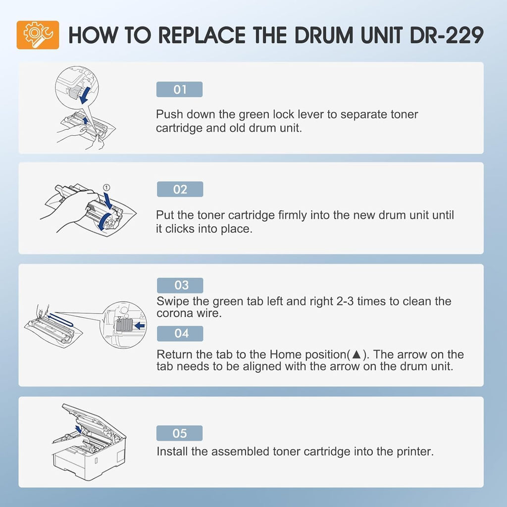DR229 DR229CL Drum Unit 4-Pack Compatible Replacement for Brother DR229 DR-229CL for MFC-L3780cdw MFC-L3720cdw HL-L3220cdw HL-L3280cdw HL-L3295cdw DCP-L3560cdw Printer (Black Cyan Magenta Yellow)