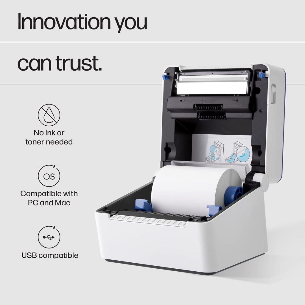 HP Shipping Label Printer 4x6 Commercial Grade Direct Thermal, Compact & Easy-to-use, High-Speed 300 DPI Printer, Barcode Printer, Compatible with Amazon, UPS, Shopify, Etsy, Ebay, ShipStation & More