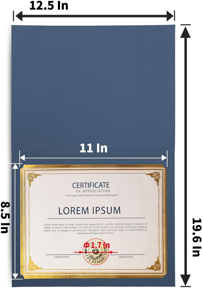 SUNEE 75pcs Certificate Kit, 25pcs Navy Blue Certificate Holders & 25pcs Letter Size Certificate Papers & 25pcs Gold Foil Award Seals for Diploma, Award, Accomplishment