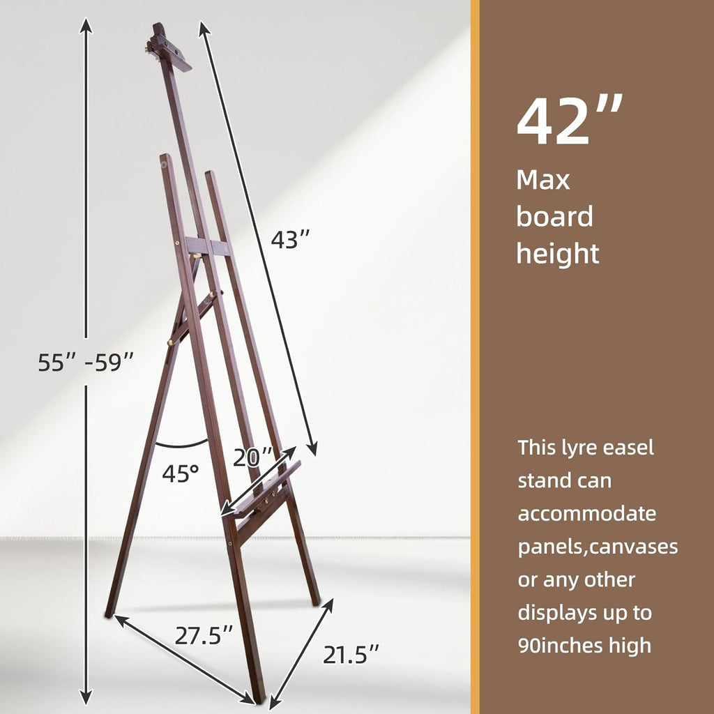 Falling in Art Easel Stand for Painting, Adjustable Wooden Easels for Painting Canvas Up to 42", Folding Art Easel for Drawing, Wedding Sign and Poster, Suitable for Kids and Adults(Brown)