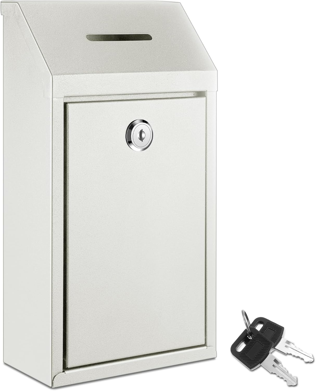 Metal Donation Cash Box Collection Safe Suggestion Box with Lock Wall Mounted Mailbox Delivery Ballot Container for Home Office Outdoor Door