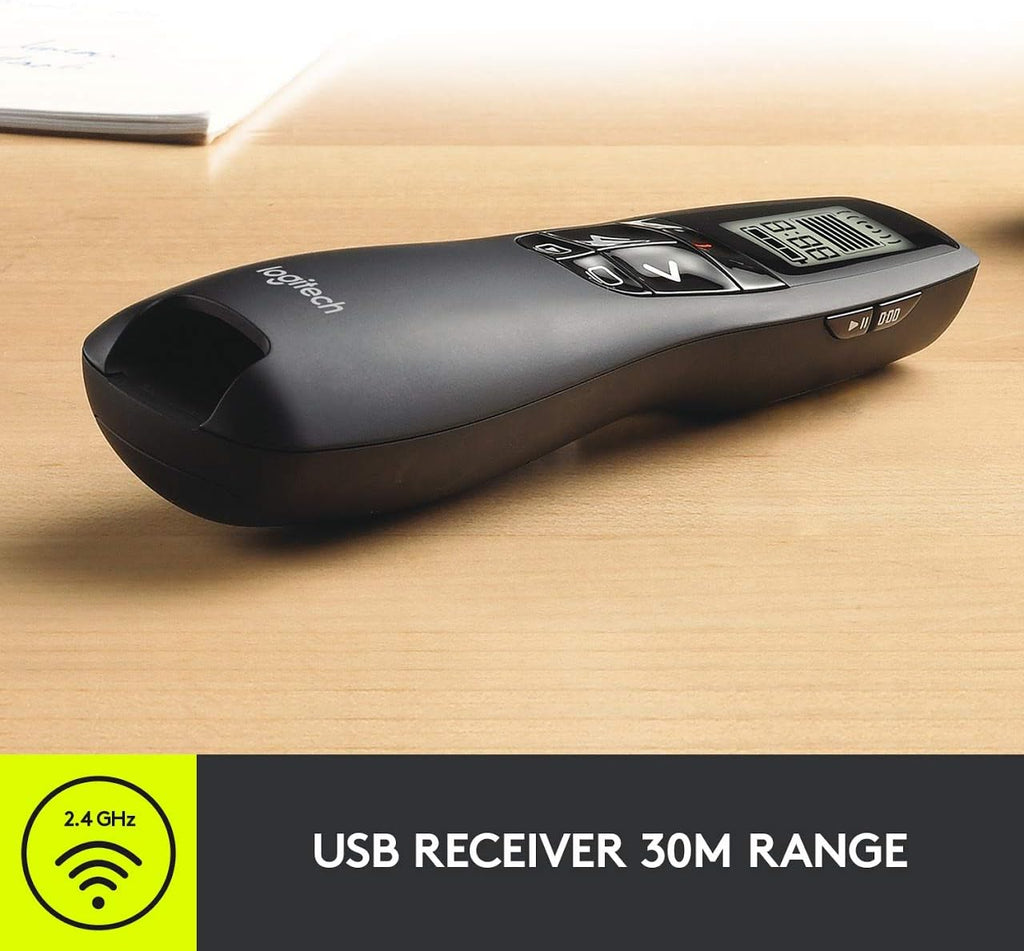 Logitech Wireless Presenter R800, PowerPoint Clicker with Green Laser Pointer, Wireless Presentation Clicker Remote