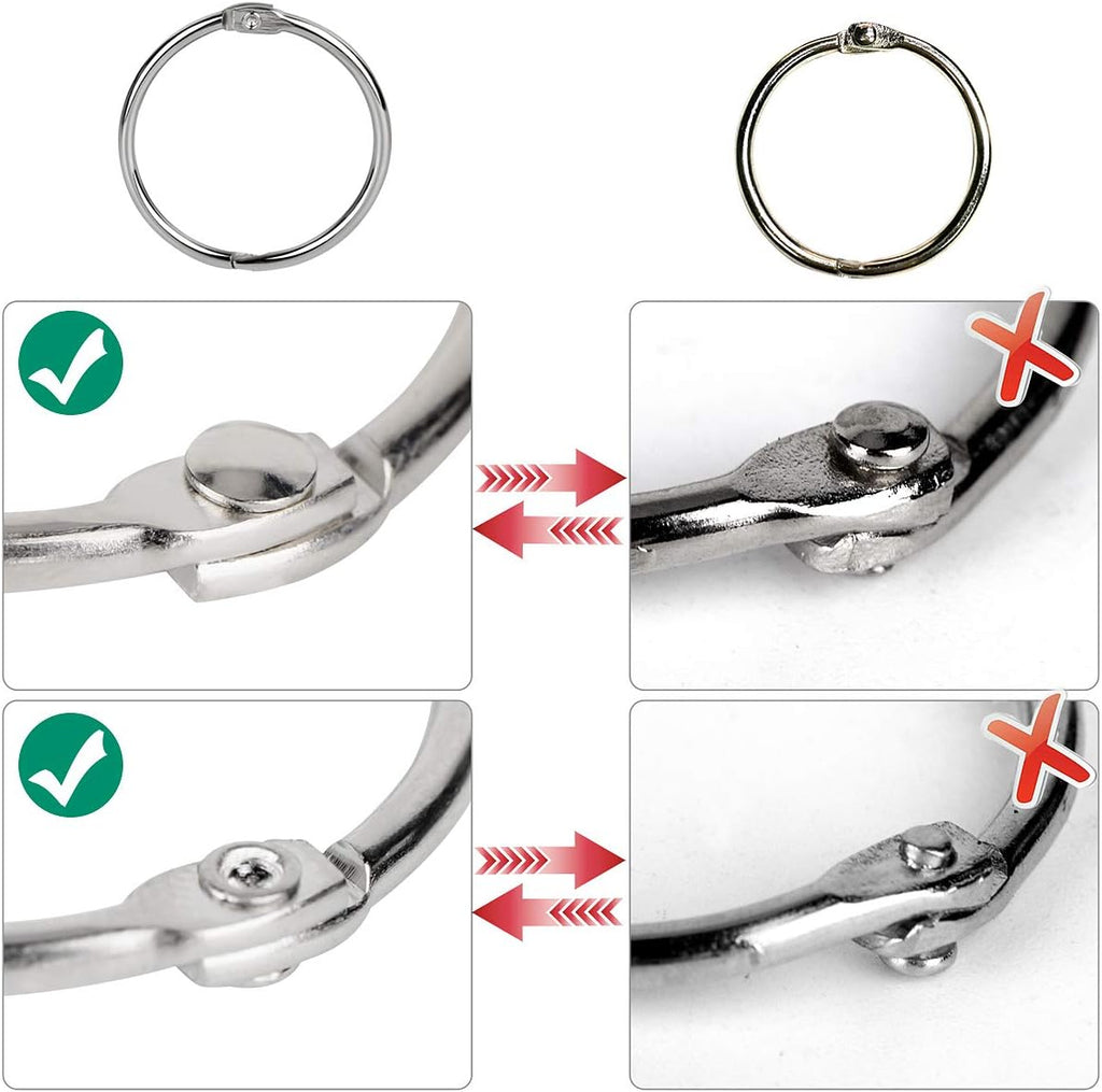 Binder Rings,KASEMI 100pcs Book Rings Assorted Sizes (1,1.5,2 inch) for School,Classroom,Office