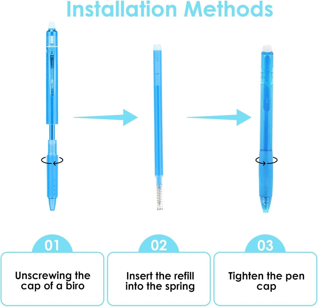 0.7 mm Erasable Gel Ink Pen Refills Compatible with Frixion Friction, Smooth Writing Multicolor Retractable Fine Point Pen Refill for School Office Home Art (8 Colors, 16)
