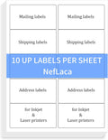 100 Sheets 2"x4" Shipping Address Labels, 10-UP Blank Mailing Labels, White Self-Adhesive Customized Stickers for Inkjet and Laser Printer