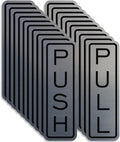 All Quality Classic Vertical Push Pull Door Signs - Great for Glass Doors | Professional Looking Signs | Easy Installation Includes Double-Sided Foam Adhesive Tape (Brushed Silver) - Large (10 Pack)