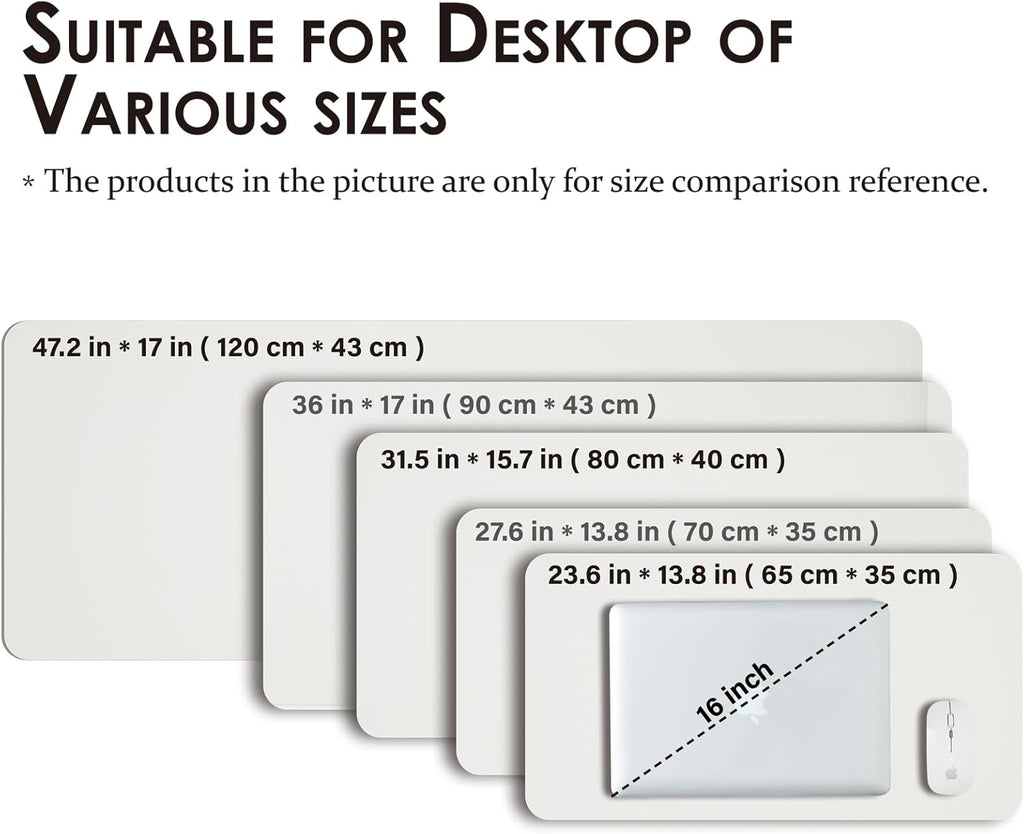 Leather Desk Mat - Non-Slip PU Desk Pad for Office and Home - Desk Organization and Accessories - Ideal for Large Mouse Pad and Desk Mats on Top of Desks (White,31.5"x 15.7")