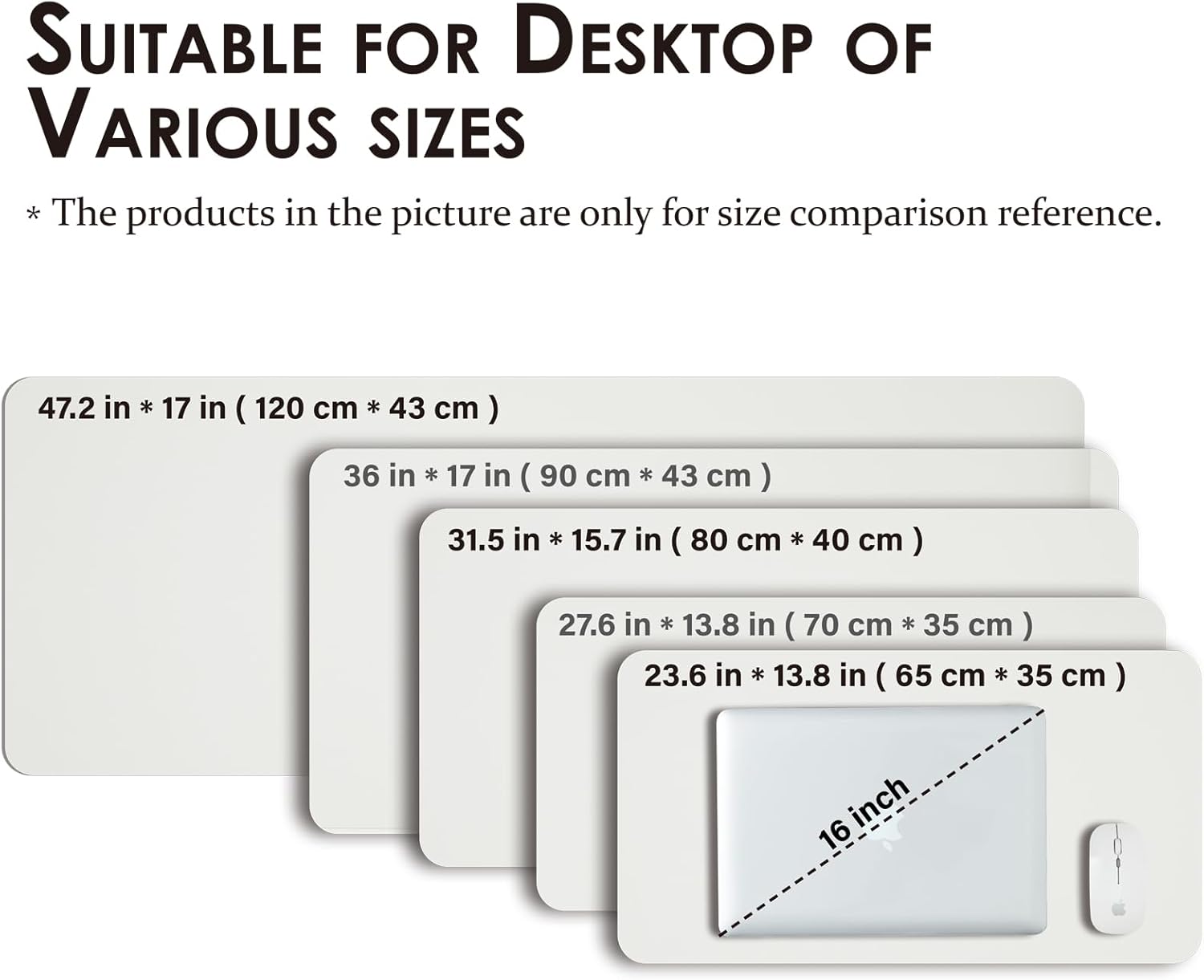 HOMIEAZICOZI Leather Desk Mat - Non-Slip PU Desk Pad for Office and Home - Desk Organization and Accessories - Ideal for Large Mouse Pad and Desk Mats on Top of Desks (White,36''x 17'') (DPD-W-L)
