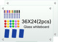 H-Qprobd Glass White Board for Wall Dry Erase Board 36" x 24" (2pcs) Magnetic Presentation Whiteboard for Home, Office and School