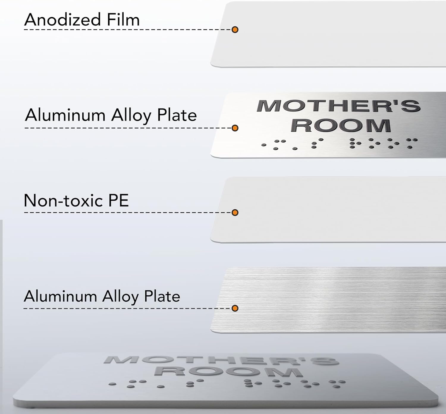 ELECTRICAL ROOM Signs with Raised Text & Grade 2 Braille, Brushed Aluminum/Silver Finish Easy Install with Double-Sided Tape, ADA Compliant Elevator Room Door Sign for Businesses & Offices