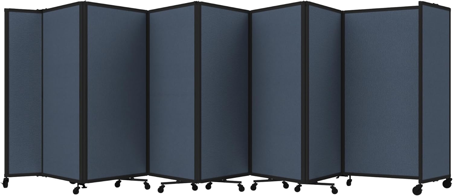 Versare Room Divider 360 Portable Wall Partition | Folding Panels | Large Freestanding Divider | Locking Wheels | Temporary Room Separator