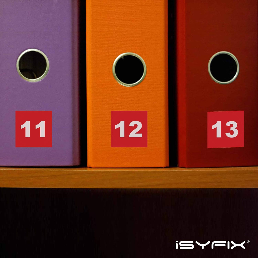 iSYFIX Red Consecutive Number Stickers – 1 to 100, 1-inch, 1 Set – Vinyl Self Adhesive Premium Decal, Ideal for Inventory, Storage, Organizing, Boxes, Bins, Toolbox, Lockers & More, Indoor/Outdoor